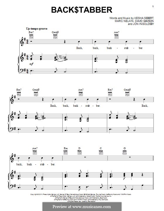 Back$tabber (Ke$ha): Back$tabber (Ke$ha) by David Gamson, Jon Ingoldsby, Kesha Sebert, Marc Nelkin