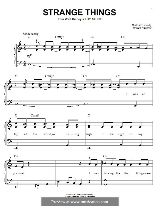 Strange Things (from Disney's Toy Story) : Facil para o piano by Randy Newman