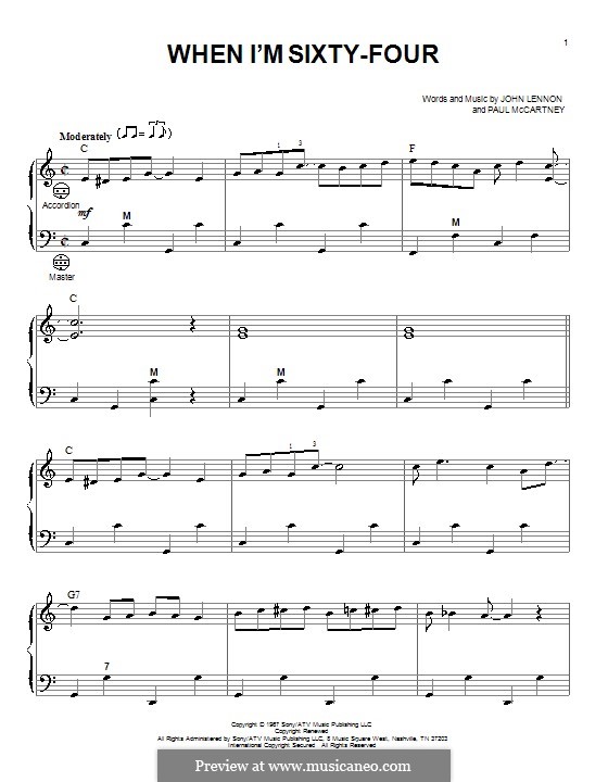 When I'm Sixty-Four (The Beatles), for One Instrument: para acordeão by John Lennon, Paul McCartney