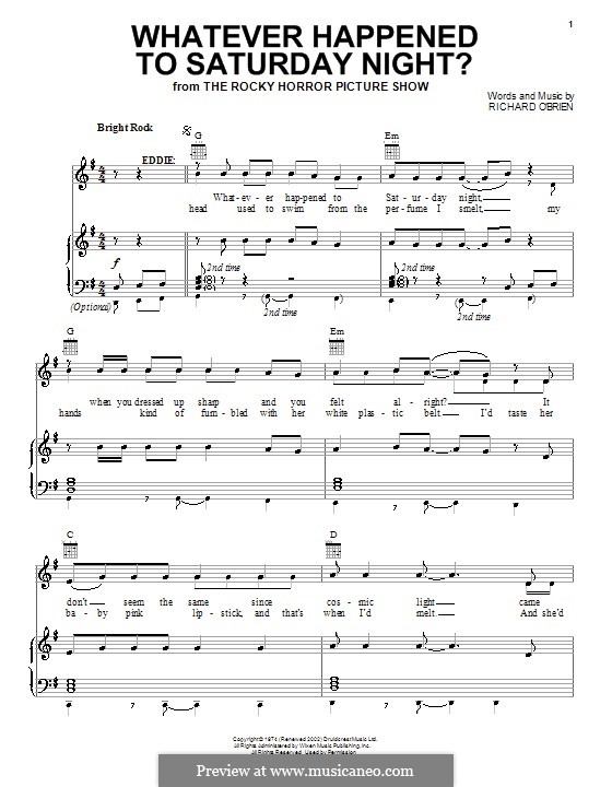 Whatever Happened to Saturday Night?: Para vocais e piano (ou Guitarra) by Richard O'Brien