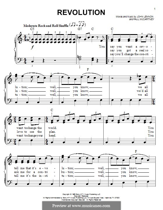 Revolution (The Beatles): Facil para o piano by John Lennon, Paul McCartney
