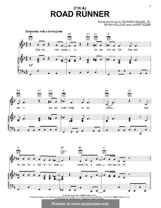 (I'm A) Road Runner (Junior Walker & the All Stars): Para vocais e piano (ou Guitarra) by Brian Holland, Edward Holland Jr., Lamont Dozier