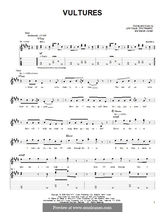 Vultures (John Mayer): Para guitarra (versão facil) by Pino Paladino, Steven Jordan
