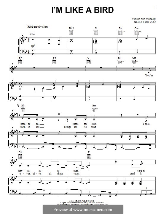 I'm Like a Bird: Para vocais e piano (ou Guitarra) by Nelly Furtado