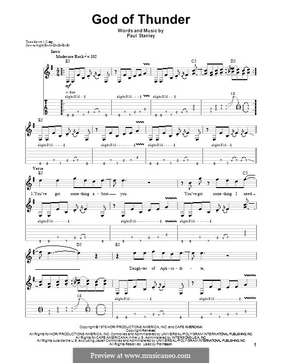 God of Thunder (KISS): Para guitarra com guia by Paul Stanley