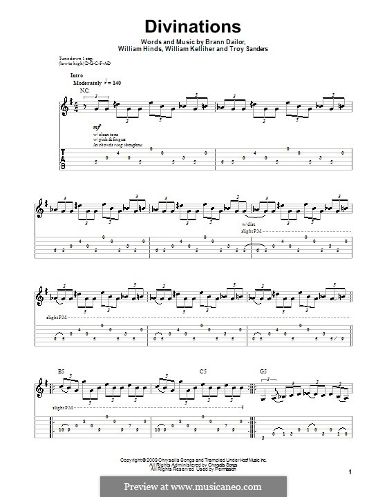 Divinations (Mastodon): Para guitarra com guia by Brann Dailor, Troy Sanders, William Hinds, William Kelliher