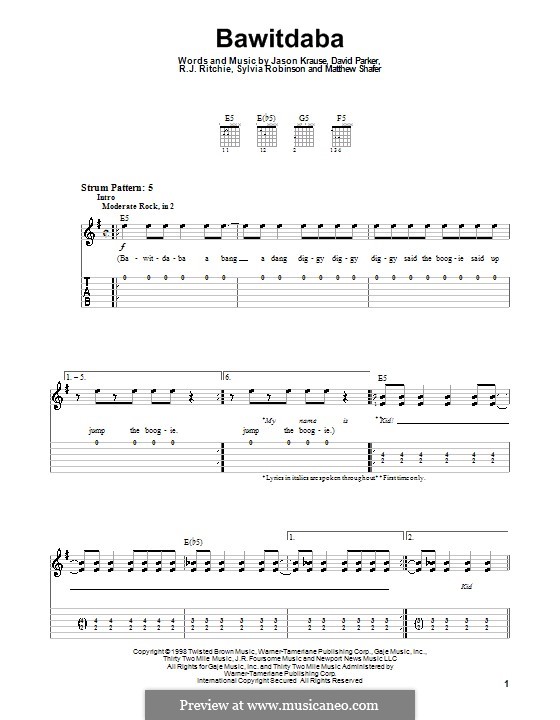 Bawitdaba (Kid Rock): Para guitarra (versão facil) by David Parker, Jason Krause, Matthew Shafer, R.J. Ritchie, Sylvia Robinson