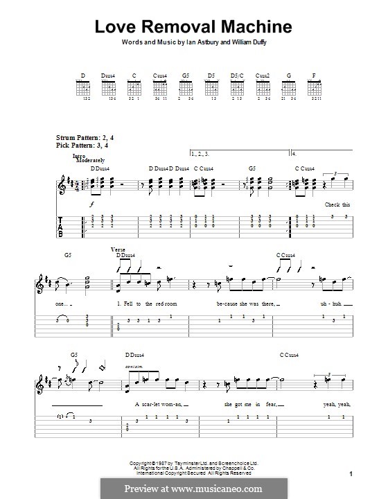Love Removal Machine (The Cult): Para guitarra (versão facil) by Ian Astbury, William Duffy