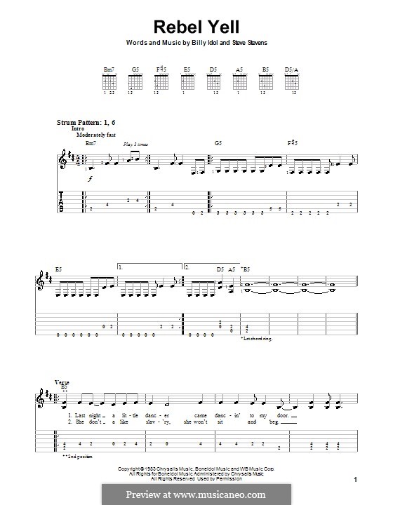 Rebel Yell: Para guitarra (versão facil) by Steve Stevens