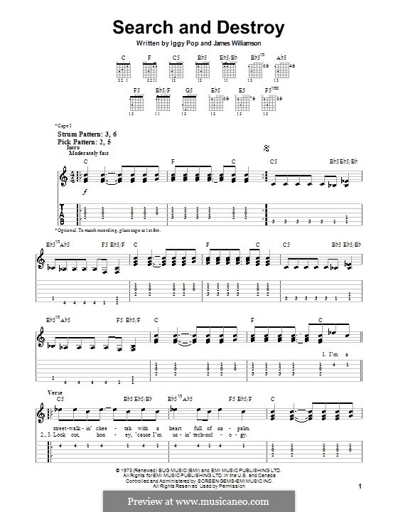 Search and Destroy: For easy guitar with tab (The Stooges) by James Williamson