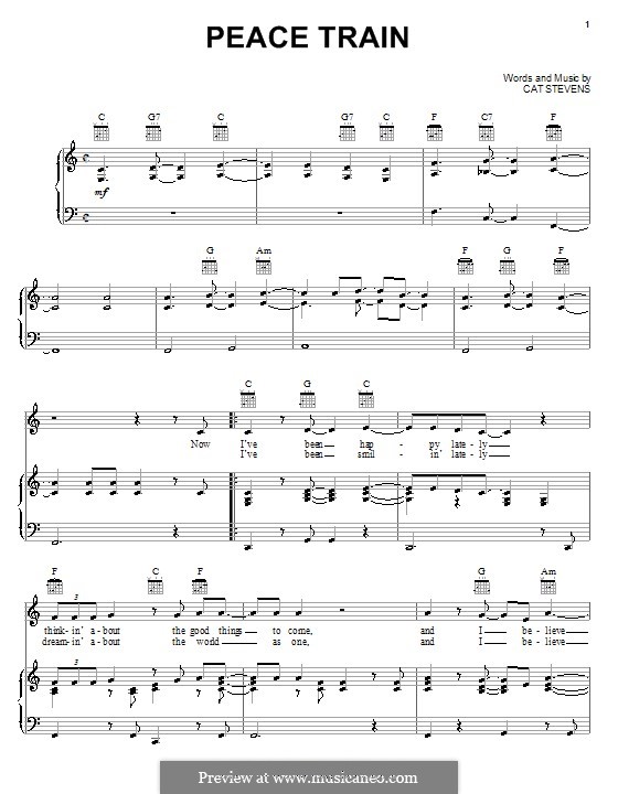 Peace Train: Para vocais e piano (ou Guitarra) by Cat Stevens