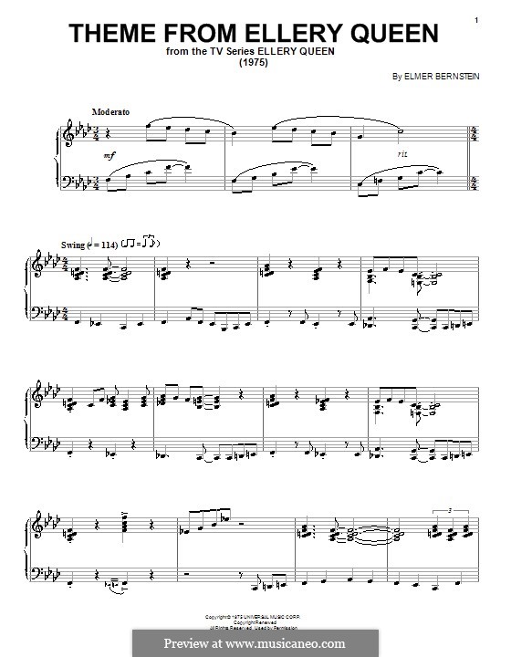 Theme from Ellery Queen: Para Piano by Elmer Bernstein