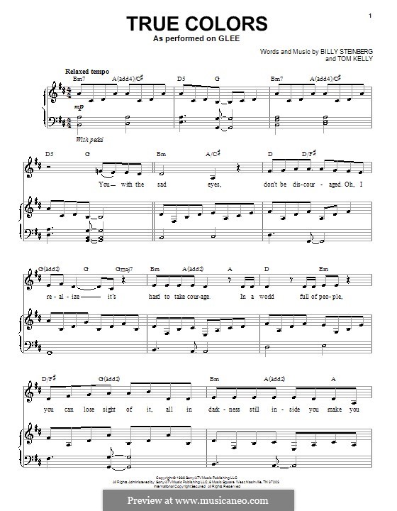True Colors: Para voz e piano ou guitarra (Glee Cast) by Billy Steinberg, Tom Kelly