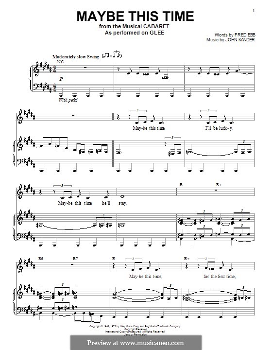 Maybe This Time (from Cabaret): Para vocais e piano (ou Guitarra) by John Kander