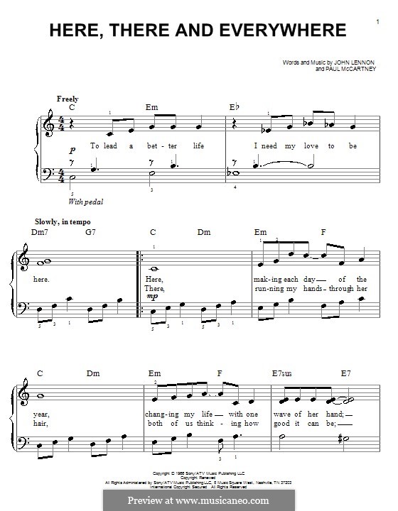 Here, There and Everywhere (The Beatles): Facil para o piano by John Lennon, Paul McCartney