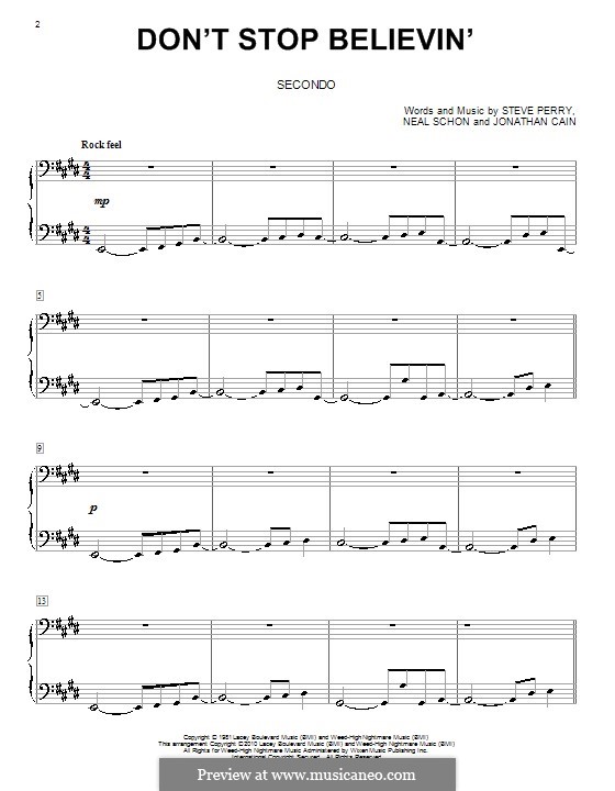 Instrumental version: para piano de quadro mãos by Jonathan Cain, Neal Schon, Steve Perry