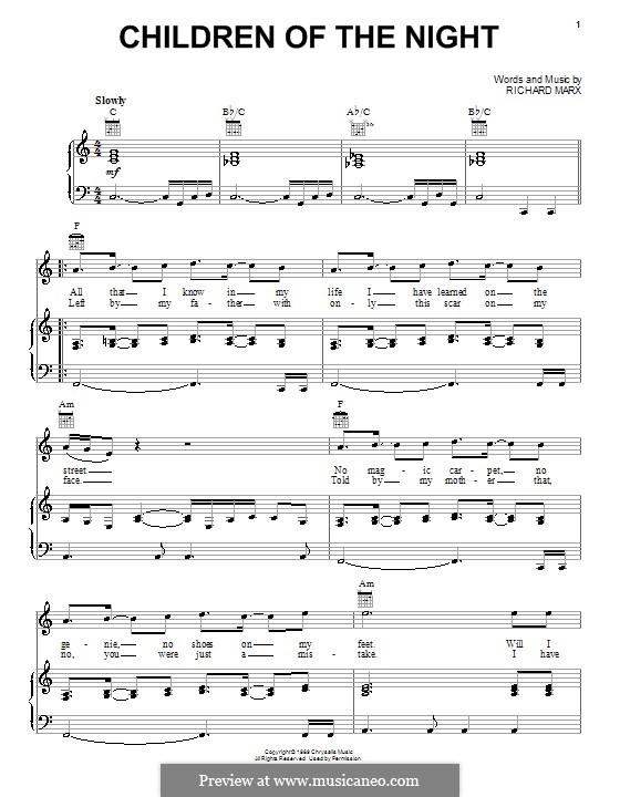 Children of the Night: Para vocais e piano (ou Guitarra) by Richard Marx