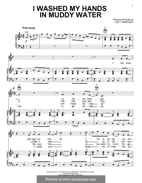 I Washed My Hands in Muddy Water (Elvis Presley): Para vocais e piano (ou Guitarra) by Joe T. Babcock
