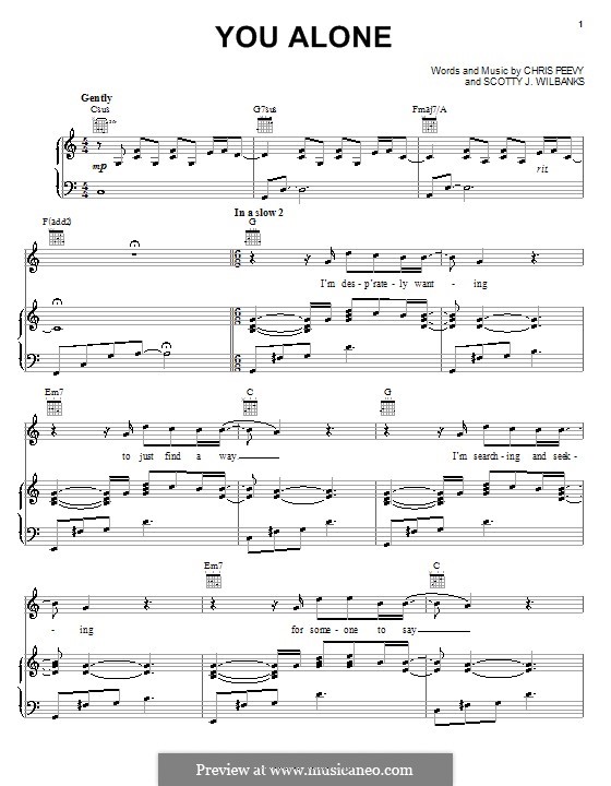 You Alone (Echoing Angels): Para vocais e piano (ou Guitarra) by Chris Peevy, Scotty J. Wilbanks