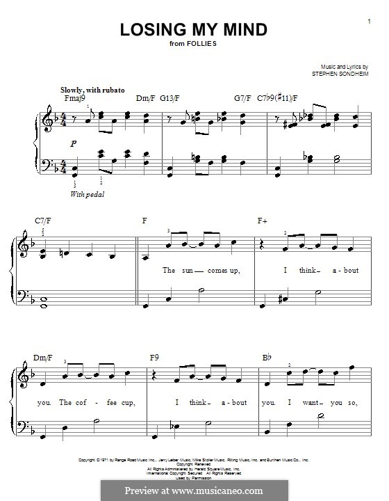 Losing My Mind: Facil para o piano by Stephen Sondheim