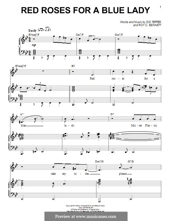 Red Roses for a Blue Lady: For voice and piano (Andy Williams) by Roy C. Bennett, Sid Tepper