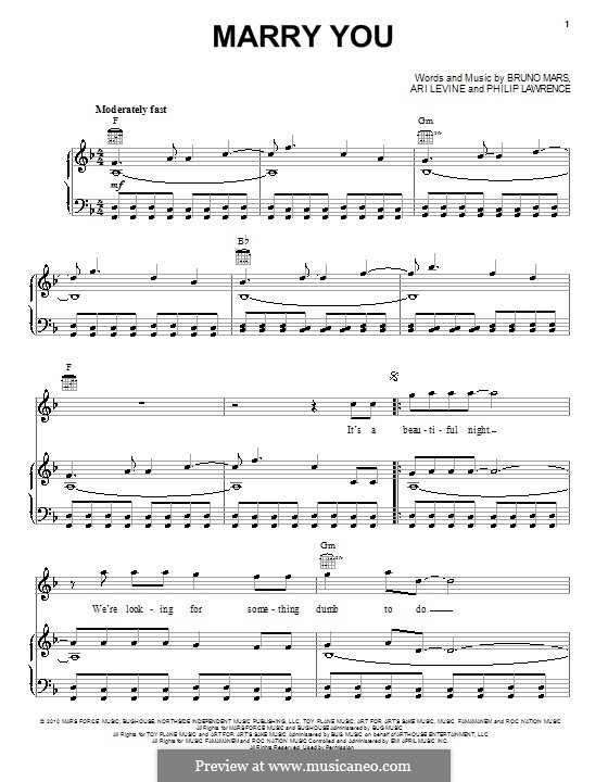 Marry You: Para vocais e piano (ou Guitarra) by Ari Levine, Bruno Mars, Philip Lawrence