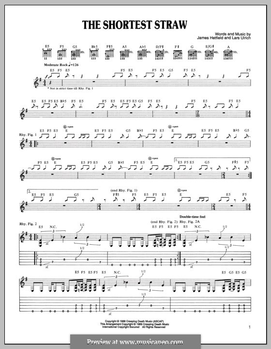 The Shortest Straw (Metallica): Para guitarra com guia by James Hetfield, Lars Ulrich