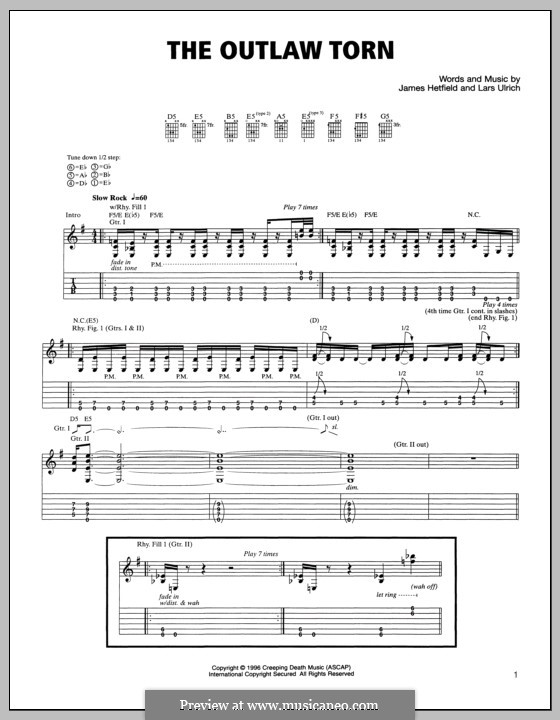 The Outlaw Torn (Metallica): Para guitarra com guia by James Hetfield, Kirk Hammett, Lars Ulrich