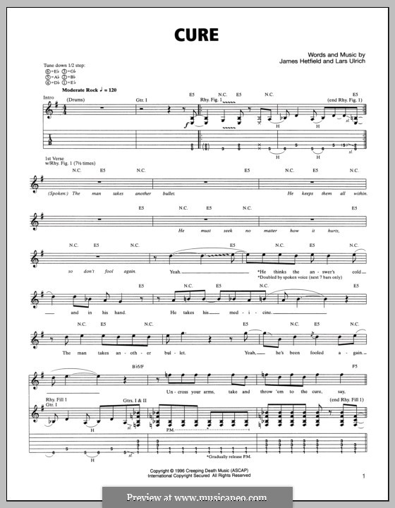 Cure (Metallica): Para guitarra com guia by James Hetfield, Lars Ulrich
