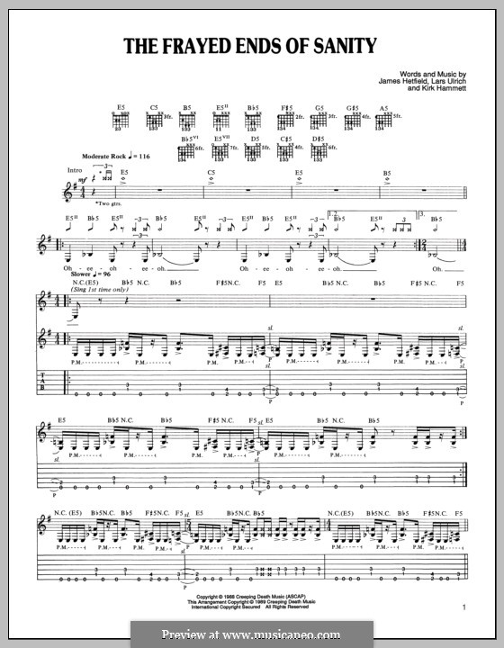 The Frayed Ends of Sanity (Metallica): Para guitarra com guia by James Hetfield, Kirk Hammett, Lars Ulrich