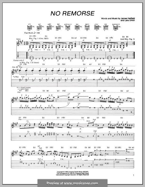 No Remorse (Metallica): Para guitarra com guia by James Hetfield, Lars Ulrich