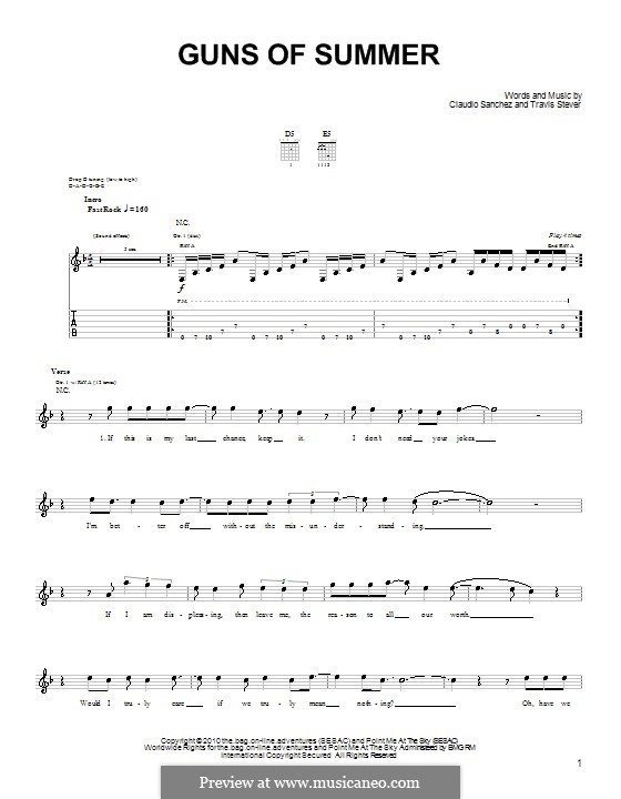 Guns of Summer (Coheed and Cambria): Para guitarra com guia by Claudio Sanchez, Travis Stever