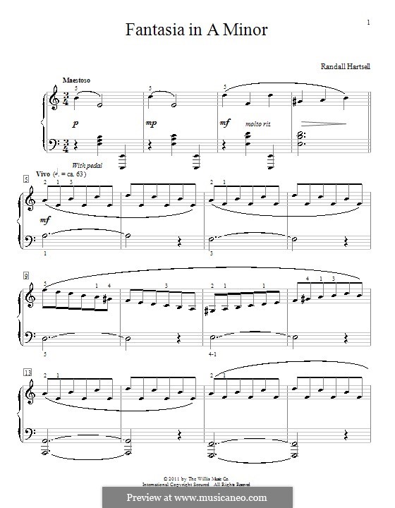Fantasia in A Minor: Para Piano by Randall Hartsell