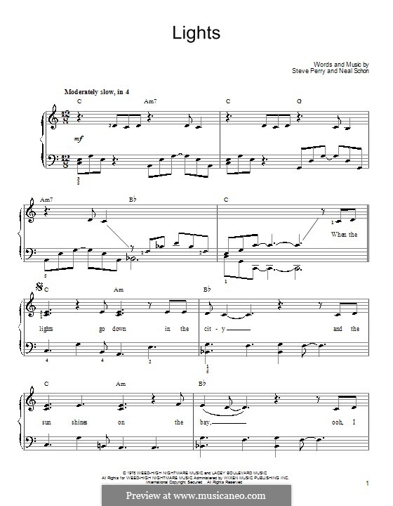 Lights (Journey): Facil para o piano by Neal Schon, Steve Perry
