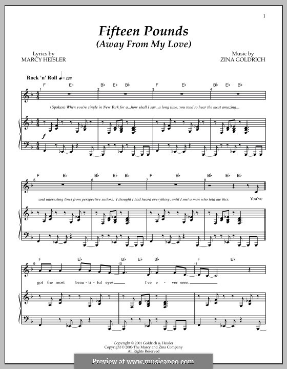 Fifteen Pounds (Away from My Love): Para vocais e piano by Marcy Heisler, Zina Goldrich