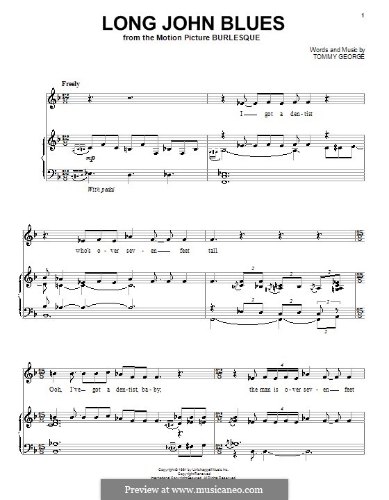 Long John Blues: Para vocais e piano (ou Guitarra) by Tommy George