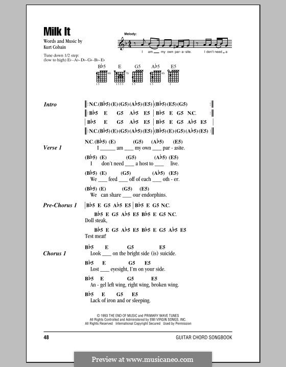 Milk It (Nirvana): Letras e Acordes (com caixa de acordes) by Kurt Cobain