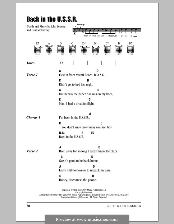 Back in the USSR (The Beatles): letras e acordes com guia by John Lennon, Paul McCartney