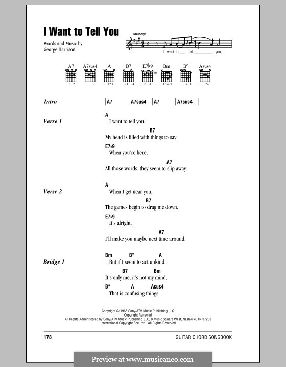 I Want to Tell You (The Beatles): Letras e Acordes (com caixa de acordes) by George Harrison