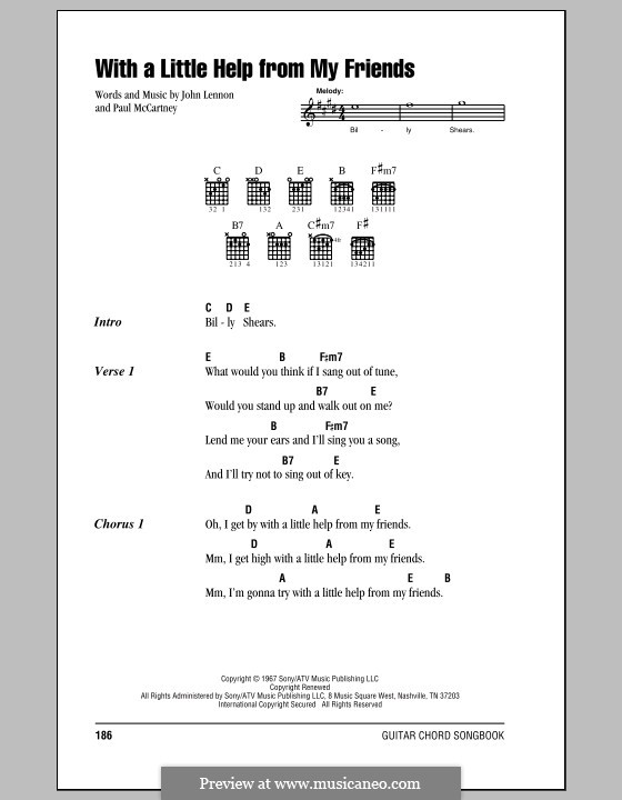 With a Little Help from My Friends (The Beatles): Letras e Acordes (com caixa de acordes) by John Lennon, Paul McCartney