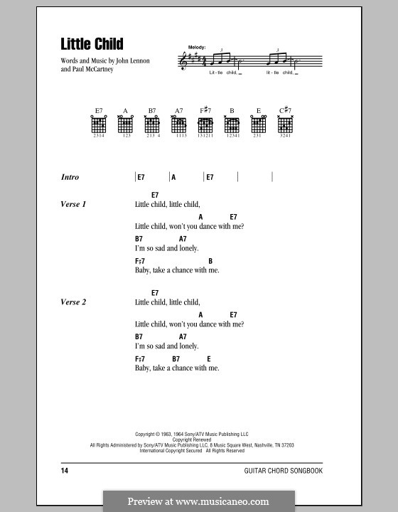 Little Child (The Beatles): Letras e Acordes (com caixa de acordes) by John Lennon, Paul McCartney