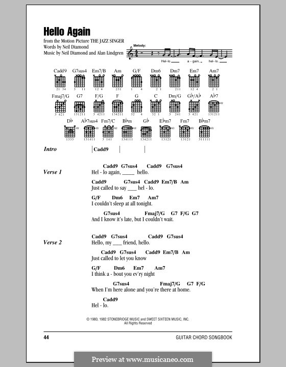 Hello Again: Letras e Acordes (com caixa de acordes) by Alan Lindgren