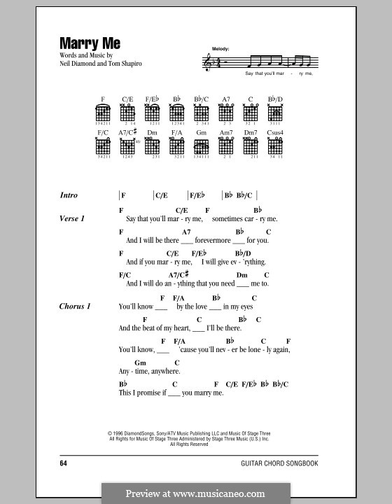 Marry Me: Letras e Acordes (com caixa de acordes) by Tom Shapiro