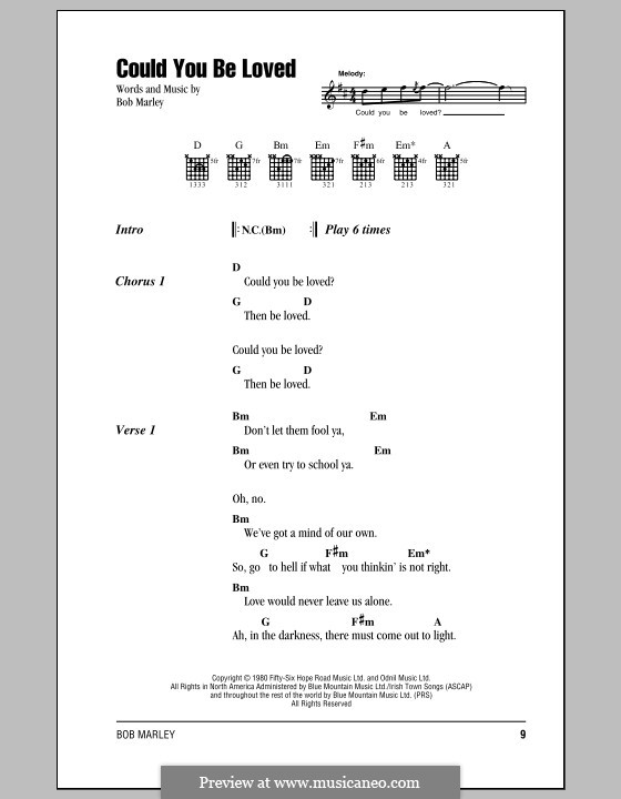 Could You Be Loved (Bob Marley and The Wailers): letras e acordes com guia by Bob Marley