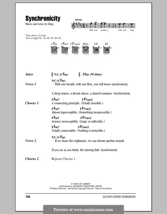 Synchronicity: Letras e Acordes (com caixa de acordes) by Sting