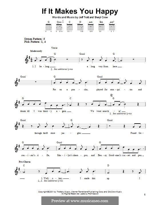 If It Makes You Happy: Para guitarra (versão facil) by Jeffrey Trott, Sheryl Crow