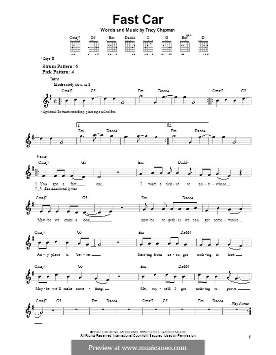 Fast Car: Para guitarra (versão facil) by Tracy Chapman