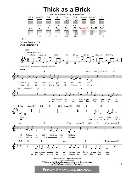 Thick as a Brick (Jethro Tull): Para guitarra (versão facil) by Ian Anderson