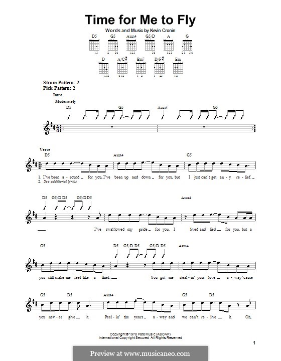 Time for Me to Fly (REO Speedwagon): Para guitarra (versão facil) by Kevin Cronin