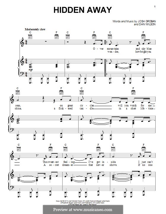 Hidden Away: Para vocais e piano (ou Guitarra) by Daniel Wilson, Josh Groban